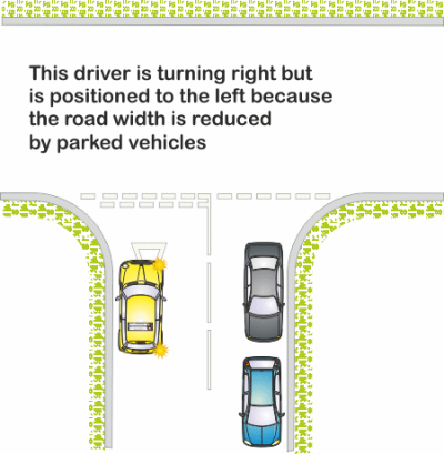 Position left when there are parked vehicles